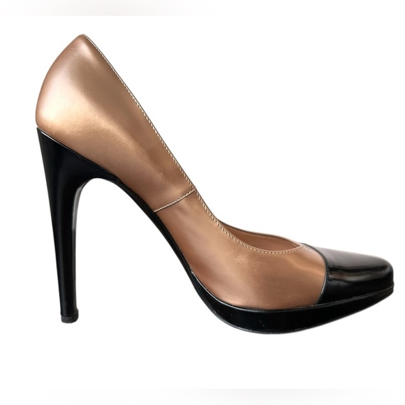 Casadei Shimmer Gold & Black Two Tone Pump Heels - Picture 16 of 16